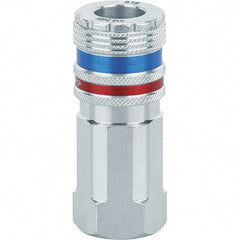 Dynabrade - 1/2 Female NPT Pneumatic Hose Coupler - Steel/Brass, 1/2" Body Diam - Exact Tooling