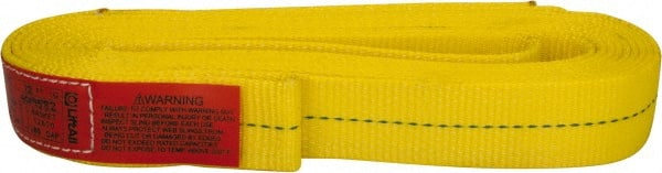 Lift-All - 12' Long x 2" Wide, 6,400 Lb Vertical Capacity, 1 Ply, Polyester Web Sling - 5,000 Lb Choker Capacity, Yellow - Exact Tooling