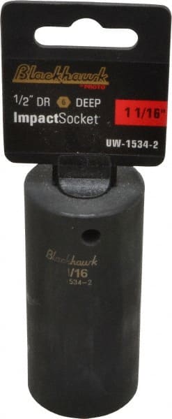 Blackhawk by Proto - 1/2" Drive 1-1/16" Deep Impact Socket - 6 Points, 3-1/2" OAL - Exact Tooling