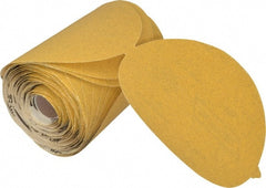 Norton - 6" Diam, 100 Grit Aluminum Oxide Adhesive PSA Disc - Medium Grade, Gold, C Weighted Backing, Flexible - Exact Tooling