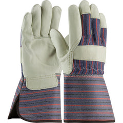 ‎87-1663/S Grain Leather Palm Gloves - Top Grain Cowhide - Gunn Cut - Reg. Grade - Rubberized Gauntlet Cuff - Exact Tooling