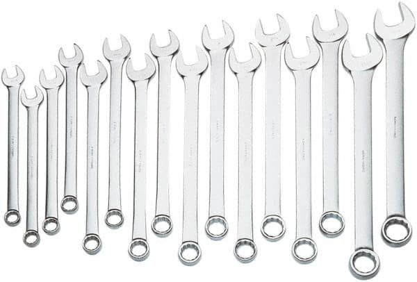 Proto - 16 Piece, 1-5/16" to 2-1/2", 12 Point Combination Wrench Set - Inch Measurement Standard, Satin Finish, Comes in Box - Exact Tooling