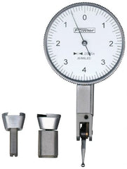 Fowler - 0.08 mm Range, 0.01 mm Dial Graduation, Horizontal Dial Test Indicator - 1-1/4 Inch White Dial, 0-40-0 Dial Reading - Exact Tooling