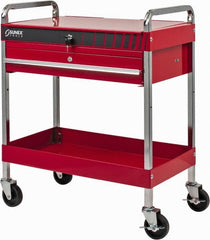 Sunex Tools - 350 Lb Capacity, 16" Wide x 30" Long x 35-1/4" High Service Cart - 1 Drawer, 2 Shelf, Steel - Exact Tooling