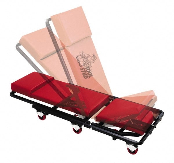 Whiteside - 320 Lb Capacity, 6 Wheel 2-Way Adjustable Creeper Seat - Steel, 44" Long x 4" Overall Height x 17" Wide - Exact Tooling