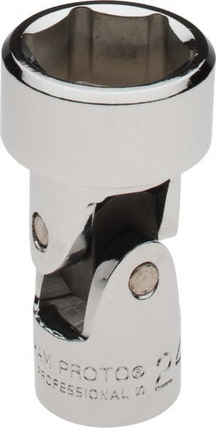 Proto - 1/2" Drive, Standard Hand Socket - 6 Points, 2-9/16" OAL, Chrome Vanadium, Chrome Finish - Exact Tooling