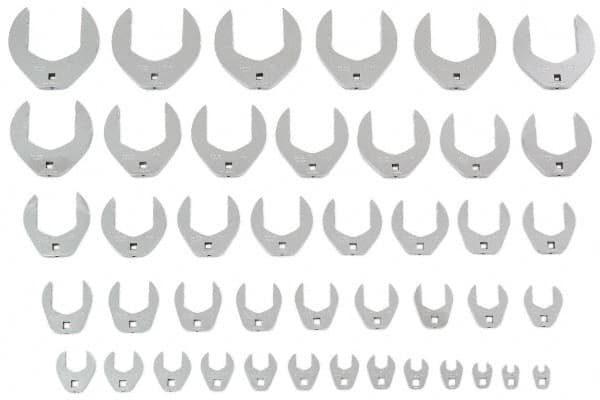 Proto - 43 Piece 3/8" Drive Open End Crowfoot Wrench Set - 3/8 to 3", with Clip Rail - Exact Tooling