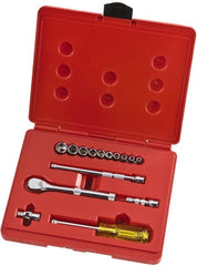 Proto - 15 Piece 1/4" Drive Full Polish Finish Socket Set - 6 Points, 3/16" to 9/16" Range, Inch Measurement Standard - Exact Tooling