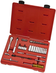 Proto - 37 Piece 1/4" Drive Full Polish Finish Deep Well Socket Set - 6, 8 Points, 3/16" to 9/16" Range, Inch Measurement Standard - Exact Tooling