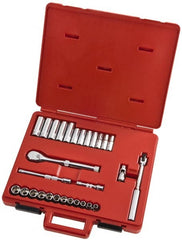 Proto - 29 Piece 3/8" Drive Full Polish Finish Deep Well Socket Set - 12 Points, 8mm to 19mm Range, Metric Measurement Standard - Exact Tooling