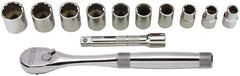 Proto - 12 Piece 1/2" Drive Full Polish Finish Socket Set - 12 Points, 7/16" to 1" Range, Inch Measurement Standard - Exact Tooling