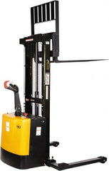 Vestil - 2,000 Lb Capacity, 62" Lift Height, Battery Powered Stacker - 2-1/4" Lowered Height, 42" Fork Length, 58" Overall Width - Exact Tooling