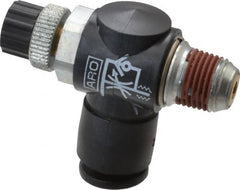 ARO/Ingersoll-Rand - 1/8" Male NPT x 1/4" Female NPT Right Angle Flow Control Valve - 0 to 150 psi & Brass Material - Exact Tooling