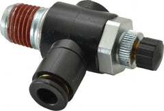 ARO/Ingersoll-Rand - 1/4" Male NPT x 1/4" Female NPT Right Angle Flow Control Valve - 0 to 150 psi & Brass Material - Exact Tooling