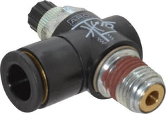 ARO/Ingersoll-Rand - 1/4" Male NPT x 3/8" Female NPT Right Angle Flow Control Valve - 0 to 150 psi & Brass Material - Exact Tooling