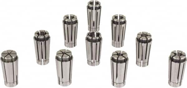Lyndex - 19 Piece, 1.75mm to 10mm Capacity, Slim Chuck Collet Set - 0.0002" TIR, Increments of 0.5mm, Series SK10 - Exact Tooling