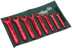 Wiha - 8 Piece, 5/16" to 3/4", Open End Wrench Set - Inch Measurement Standard, Insulated Finish, Comes in Roll Up Pouch - Exact Tooling
