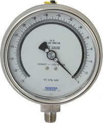 Wika - 4" Dial, 1/4 Thread, 30-0 Scale Range, Pressure Gauge - Lower Connection Mount, Accurate to 0.25% of Scale - Exact Tooling