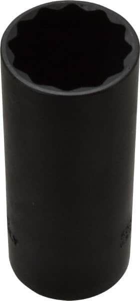 Proto - 1-1/16", 1/2" Drive, Deep Hand Socket - 12 Points, 3-1/4" OAL, Alloy Steel, Black Finish - Exact Tooling
