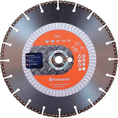 Husqvarna - 12" Diam, 25/32 & 1" Arbor Hole Diam, Continuous Edge Tooth Wet & Dry Cut Saw Blade - Diamond-Tipped, General Purpose Action, Standard Round Arbor - Exact Tooling