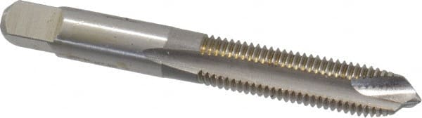 Hertel - M8x1.25 Metric Coarse, D2, 3 Flutes, Plug Chamfer, Bright Finish, High Speed Steel Spiral Point STI Tap - 2-15/16" OAL - Exact Tooling