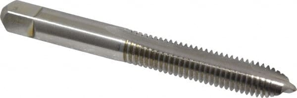 Hertel - M8x1.25 Metric Coarse, 2 Flute, High Speed Steel Spiral Point Tap - Plug Chamfer, Right Hand Thread, 2-23/32" OAL, 6H Class of Fit - Exact Tooling