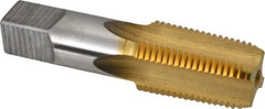 Hertel - 1/2-14 NPTF Thread, 4 Flute Standard Pipe Tap - 3-1/8" OAL, TiN Finish, High Speed Steel - Exact Tooling