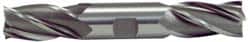 Hertel - 1", 1-7/8" LOC, 1" Shank Diam, 6-3/8" OAL, 4 Flute, High Speed Steel Square End Mill - Double End, TiCN Finish, Spiral Flute, 30° Helix, Centercutting, Right Hand Cut, Right Hand Flute - Exact Tooling