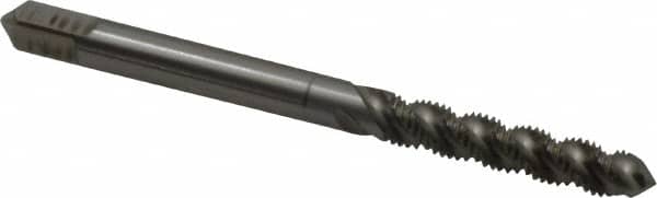 Hertel - M4x0.70 Metric Coarse, 3 Flute, 52° Helix, Plug Chamfer, Bright Finish, High Speed Steel Spiral Flute STI Tap - 2-3/8" OAL - Exact Tooling
