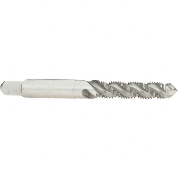 Hertel - M6x1.00 Metric Coarse, 3 Flute, 52° Helix, Plug Chamfer, Bright Finish, High Speed Steel Spiral Flute STI Tap - 2-23/32" OAL - Exact Tooling