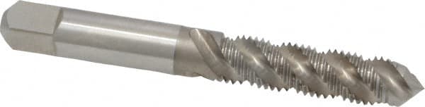 Hertel - M8x1.25 Metric Coarse, 3 Flute, 52° Helix, Plug Chamfer, Bright Finish, High Speed Steel Spiral Flute STI Tap - 2-15/16" OAL - Exact Tooling
