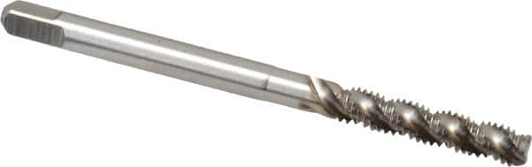 Hertel - #4-40 UNC, 3 Flute, 52° Helix, Bottoming Chamfer, Bright Finish, High Speed Steel Spiral Flute STI Tap - 2" OAL - Exact Tooling
