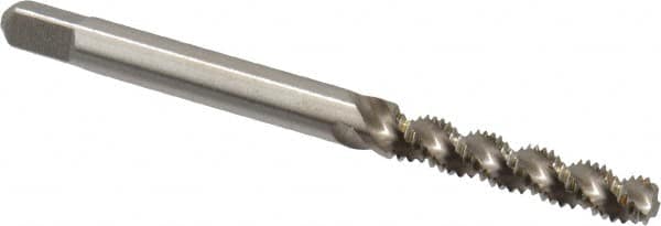 Hertel - #6-32 UNC, 3 Flute, 52° Helix, Bottoming Chamfer, Bright Finish, High Speed Steel Spiral Flute STI Tap - 2-3/8" OAL - Exact Tooling