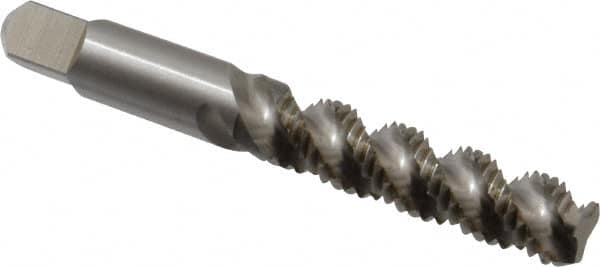Hertel - 5/16-18 UNC, 3 Flute, 52° Helix, Bottoming Chamfer, Bright Finish, High Speed Steel Spiral Flute STI Tap - 2-15/16" OAL - Exact Tooling