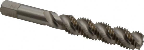 Hertel - 3/8-16 UNC, 4 Flute, 52° Helix, Bottoming Chamfer, Bright Finish, High Speed Steel Spiral Flute STI Tap - 3-3/8" OAL - Exact Tooling