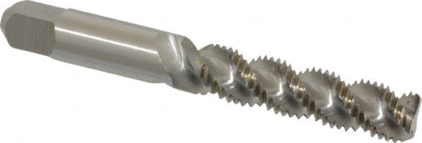 Hertel - M8x1.25 Metric Coarse, 3 Flute, 52° Helix, Bottoming Chamfer, Bright Finish, High Speed Steel Spiral Flute STI Tap - 2-15/16" OAL - Exact Tooling