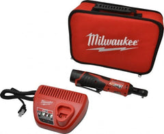 Milwaukee Tool - 1/4" Drive 12 Volt Inline Cordless Impact Wrench & Ratchet - 250 RPM, 30 Ft/Lb Torque, 1 Lithium-Ion Battery Included - Exact Tooling