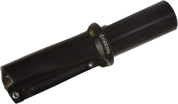 Kyocera - 1-3/4" Max Drill Depth, 2xD, 7/8" Diam, Indexable Insert Drill - 2 Inserts, 1" Shank Diam, Whistle Notch Shank - Exact Tooling