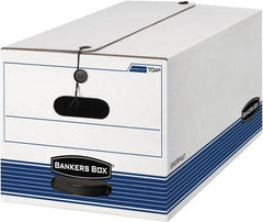 BANKERS BOX - 1 Compartment, 12 Inch Wide x 24 Inch Deep x 10 Inch High, File Storage Box - 1 Ply Side, 2 Ply Bottom, 2 Ply End, White and Blue - Exact Tooling