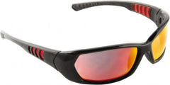 3M - Red Mirror Lenses, Framed Safety Glasses - Scratch Resistant, Black Frame, Size Universal, Wrap Around - Exact Tooling