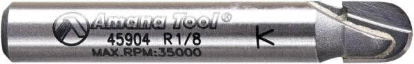 Amana Tool - 1/4" Cut Diam, 1/4" Length of Cut, 2 Flute Core Box Edge Profile Router Bit - Carbide-Tipped, 1/4" Shank Diam, 1-5/8" OAL, Uncoated - Exact Tooling