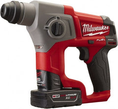 Milwaukee Tool - 12 Volt SDS Plus Chuck Cordless Rotary Hammer - 0 to 6,200 BPM, 0 to 900 RPM, Reversible - Exact Tooling