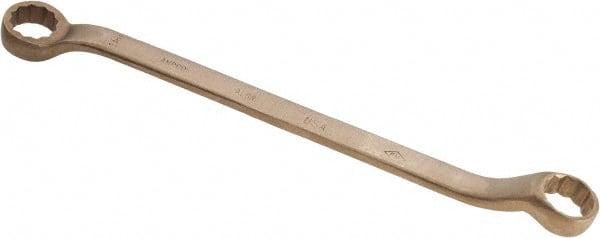 Ampco - 1-1/4" x 1-5/16" 12 Point Offset Box Wrench - Double End, 19-1/4" OAL, Aluminum Bronze - Exact Tooling