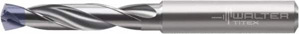 Walter-Titex - 9.5mm 140° Solid Carbide Jobber Drill - Multilayer TiAlN Finish, Right Hand Cut, Spiral Flute, Straight Shank, 139mm OAL - Exact Tooling