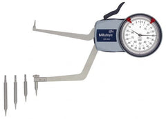 Mitutoyo - 3.6 to 5.6" Inside Dial Caliper Gage - 0.0005" Graduation, 0.0015" Accuracy, 3.3" Leg Length, 0.31" Deep x 0.06" Wide Groove, Ball Contact Points - Exact Tooling