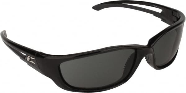 Edge Eyewear - Smoke Lenses, Framed Safety Glasses - Scratch Resistant, Black Nylon TR90 Frame, Size Universal, Wrap Around - Exact Tooling