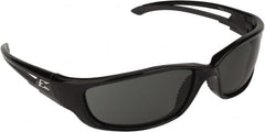 Edge Eyewear - Smoke Lenses, Framed Safety Glasses - Scratch Resistant, Black Nylon TR90 Frame, Size Universal, Wrap Around - Exact Tooling