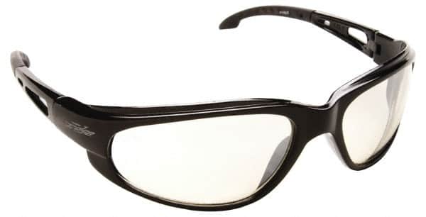 Edge Eyewear - Indoor/Outdoor Mirror Lenses, Framed Safety Glasses - Scratch Resistant, Black Nylon TR90 Frame, Size Universal, Wrap Around - Exact Tooling