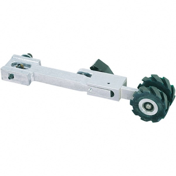 Dynabrade - 1-1/2" Wide Electric Versatility Belt Grinder Contact Arm - Split Wheel Arm, 72" Belt Length x 1-1/2" Belt Width, Serrated, Rubber, 70" Contact Wheel Diam - Exact Tooling