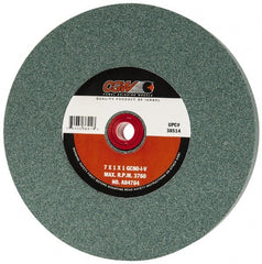 Camel Grinding Wheels - 80 Grit Silicon Carbide Bench & Pedestal Grinding Wheel - 7" Diam x 1" Hole x 1" Thick, 3760 Max RPM, I Hardness, Medium Grade , Vitrified Bond - Exact Tooling